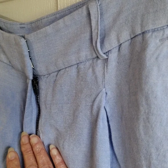 Loft wide leg 100 Linen ZIP front pants size 8 P - Picture 5 of 9